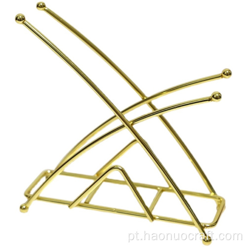 Rack de armazenamento de toalhas de papel de ferro dourado